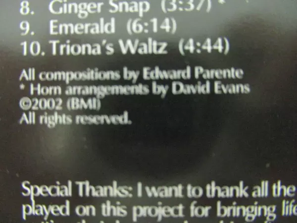 Eddie Parente Touraco CD Jazz Latin Compositions 2002