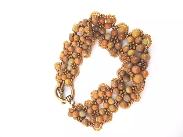 Lot of 2 Women's Beaded Fashion Bracelets - Orange & Brown Styles