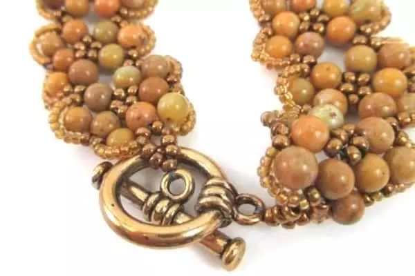 Lot of 2 Women's Beaded Fashion Bracelets - Orange & Brown Styles