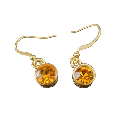 Lot of 3 Pairs Gold Tone Dangle Earrings with Amber Beads & Unique Designs