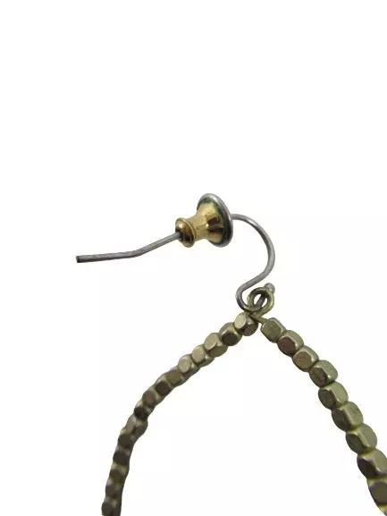 2 Pairs Antique Bronze Dangle Earrings Teardrop Beaded Fashion Lot