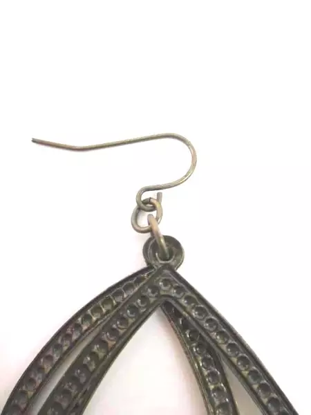 2 Pairs Antique Bronze Dangle Earrings Teardrop Beaded Fashion Lot