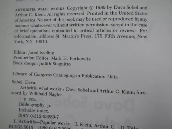 Arthritis: What Works by Sobel & Klein 1989 Hardcover Book with DJ