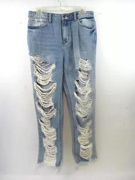 Cello Jeans Light Blue Denim Wash Heavy Distressing Raw Hem Women's Size 11