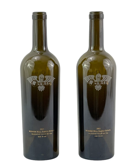 Lot Of 2 Oculus 2013 Brown Glass Wine Bottles Empty Mission Hill Estate Red Wine