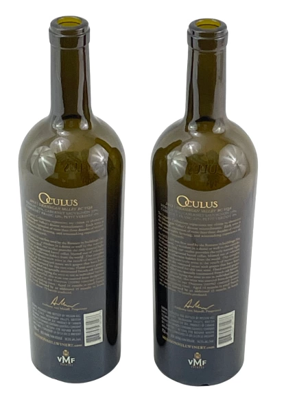 Lot Of 2 Oculus 2013 Brown Glass Wine Bottles Empty Mission Hill Estate Red Wine