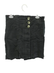 Free People Black Pleated Mini Skirt Size 10 Cotton Spandex Textured Buttons