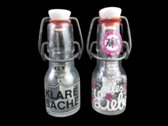 Lot of 2 Vintage Empty Shot Glass Bottles LWC Michelsen & Klare Sache