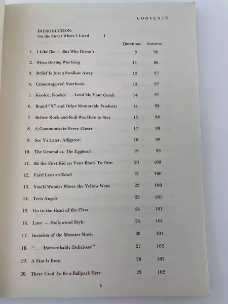 Vintage 1977 The Fifties Nostalgia Quizbook by Bruce Nash - Good Condition