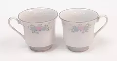 Lot Of 2 Prestige China Garden Teacups Floral Replacement Silver 