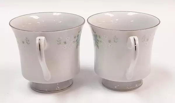 Lot Of 2 Prestige China Garden Teacups Floral Replacement Silver 
