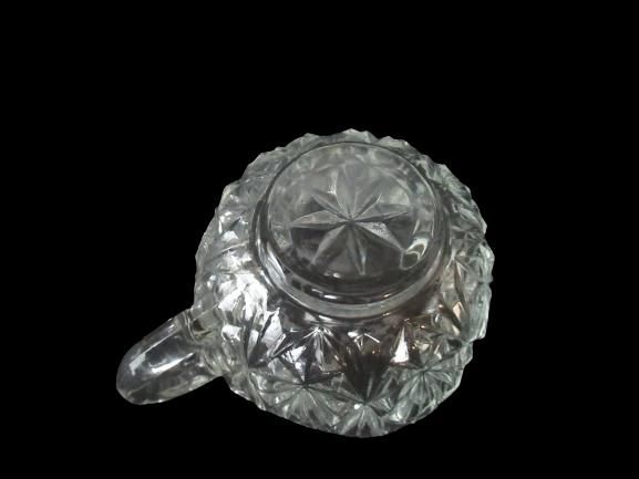 Set of 2 Vintage Square Cups Mugs Clear Pressed Glass Starburst Pattern