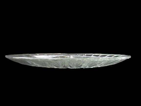 Vintage Divided Relish Dish Serving Plate Thick Clear Glass Diamond Cut Style 