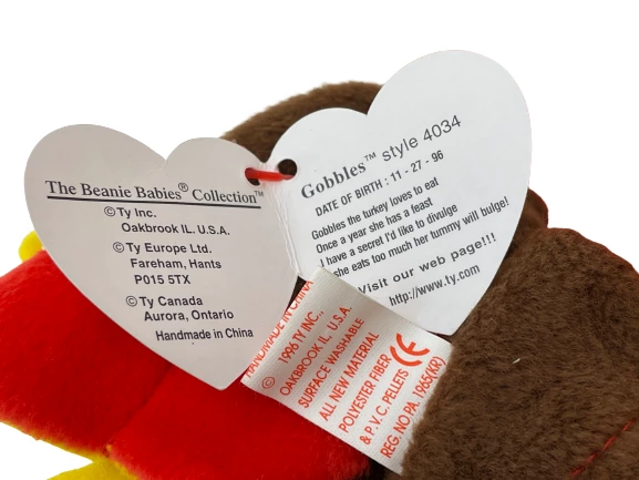 Rare 1996 TY Beanie Baby Gobbles the Turkey with Tag Collectible Plush