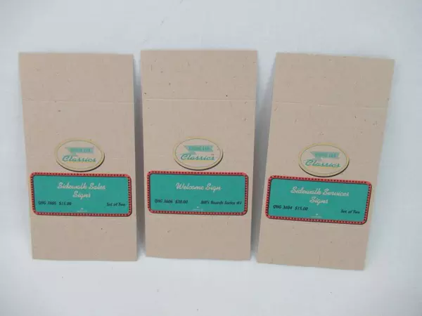 Lot of 3 Hallmark Kiddie Car Classics Tent Cards - Sidewalk & Welcome Signs