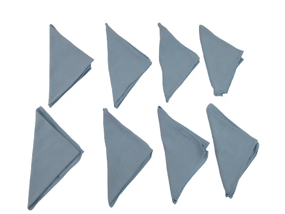 Lot of 7 Light Blue Cloth Napkins 16.5" Square Baby Shower Good Condition