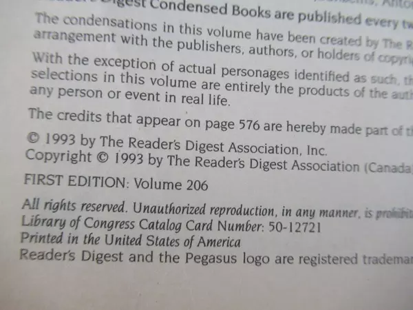 Reader's Digest Condensed Books Vol 2 1993 First Edition Hardcover Good