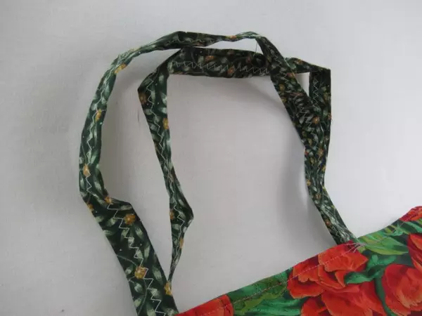 Handmade Floral Red Green Tote Bag with Double Handles - Very Good Condition