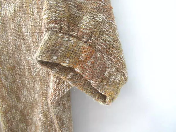 Vintage Crochet Knit Sweater Women's L Brown Orange Faux Leather Accents