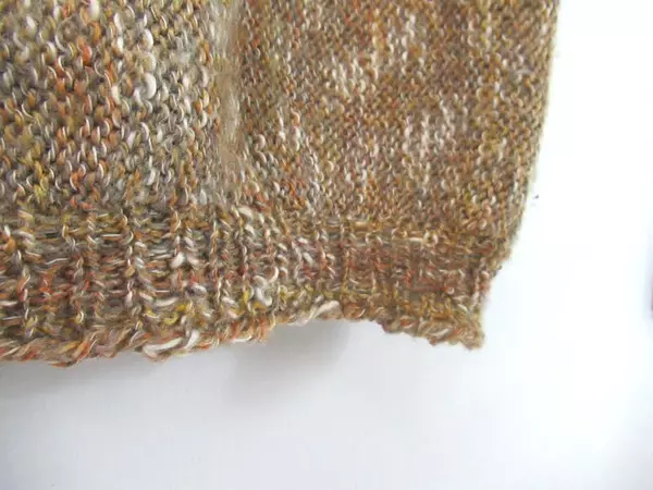 Vintage Crochet Knit Sweater Women's L Brown Orange Faux Leather Accents