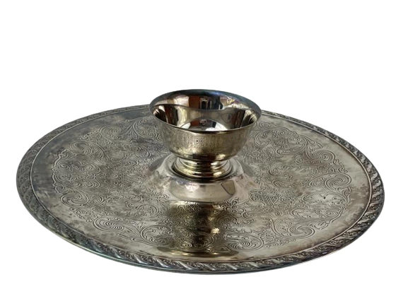 International Silver Mayfair Silverplated Chip Dip Tray & Bowl Set