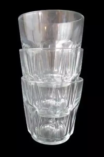 Lot of 3 Vintage Arcoroc France Clear Glass Orange Juice Glasses Petale Panel 