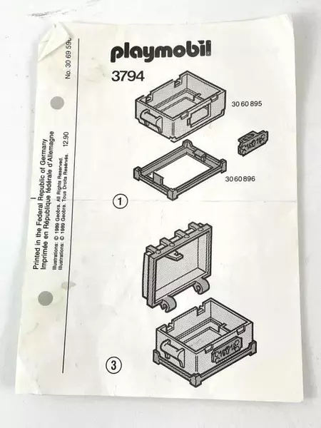 Vintage Playmobil 1989 Manual Instructions Chest Geobra Germany 3794
