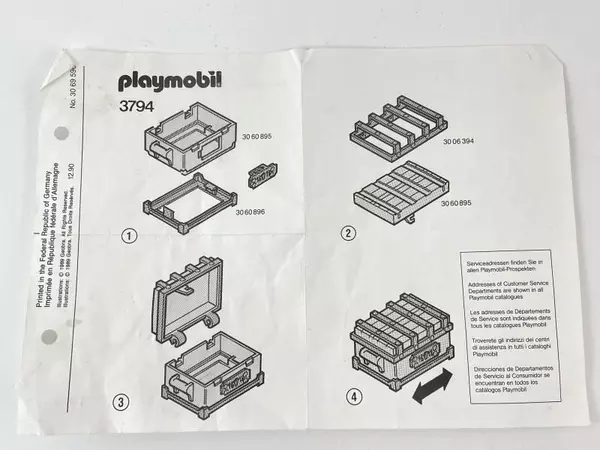 Vintage Playmobil 1989 Manual Instructions Chest Geobra Germany 3794