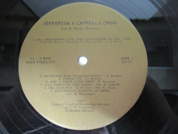 Vtg 1967 Jefferson A Cappella Choir Vinyl Record - School Of Champions