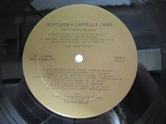 Vtg 1967 Jefferson A Cappella Choir Vinyl Record - School Of Champions