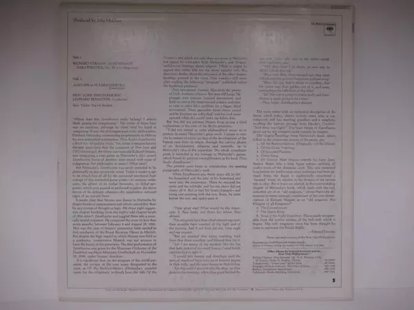 Bernstein Strauss Also Sprach Zarathustra Vinyl Record NY Philharmonic 1972