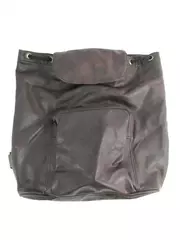 Vintage Brown Faux Leather Drawstring Backpack Purse - Good Condition