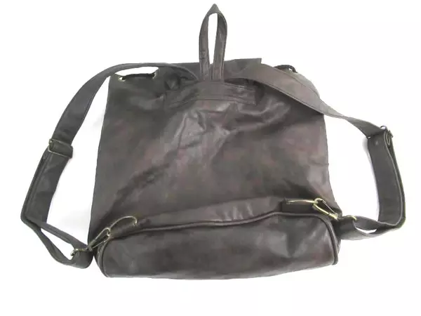 Vintage Brown Faux Leather Drawstring Backpack Purse - Good Condition