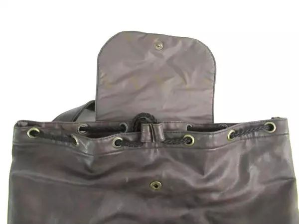Vintage Brown Faux Leather Drawstring Backpack Purse - Good Condition