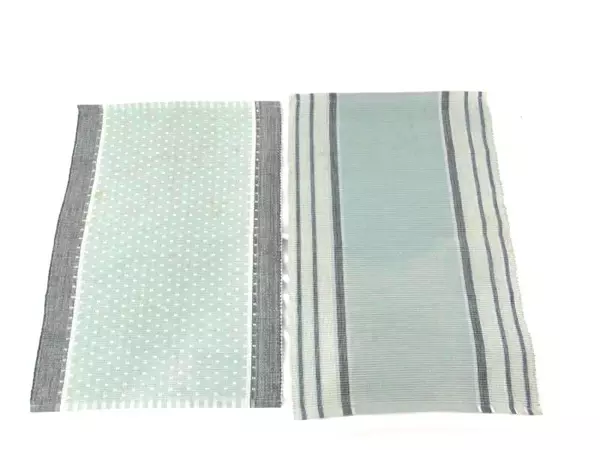 Lot of 2 Bohemian Placemats Blue Green Stripes Geometric Pre-Owned