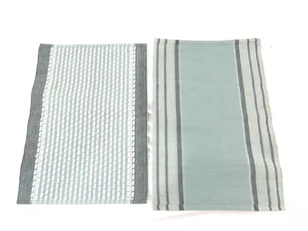 Lot of 2 Bohemian Placemats Blue Green Stripes Geometric Pre-Owned