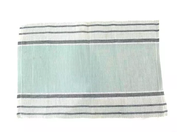 Lot of 2 Bohemian Placemats Blue Green Stripes Geometric Pre-Owned