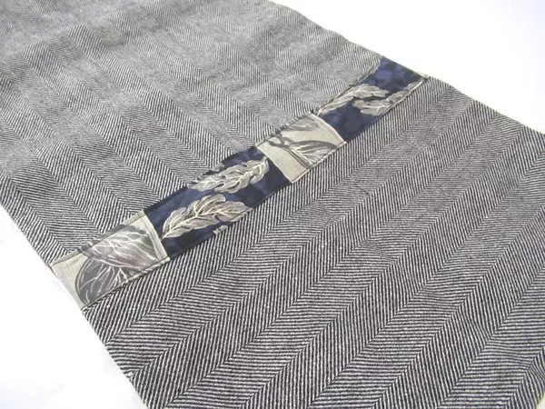 Black & White Chevron Striped Table Runner with Quilted Accents - 64" Long