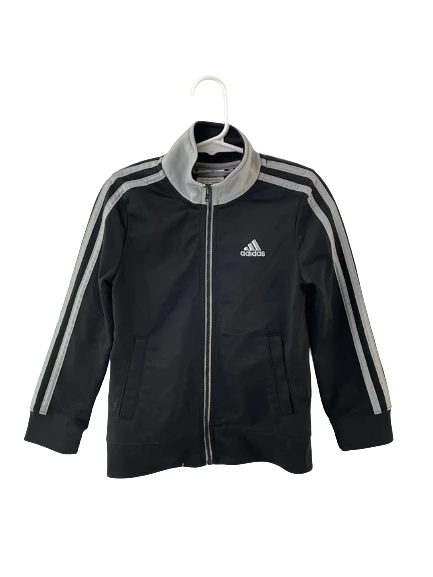 Adidas Black Track Jacket 4T Toddler Unisex Gray Zip Good Condition