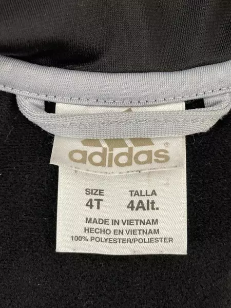 Adidas Black Track Jacket 4T Toddler Unisex Gray Zip Good Condition