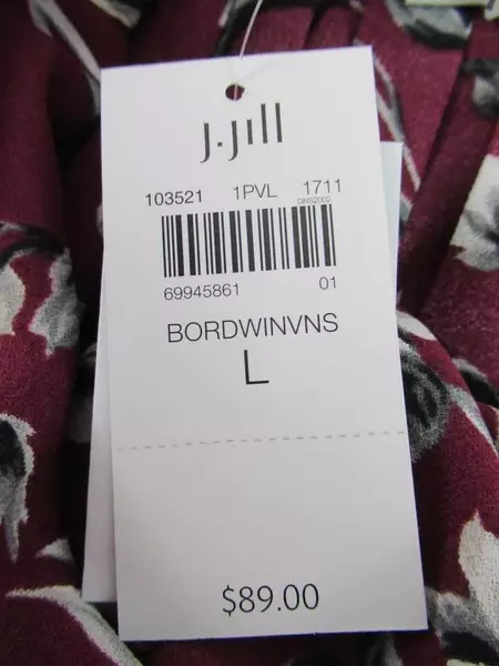J. Jill Women's Floral Button-Up Blouse Large Bordeaux NWT, Great Condition