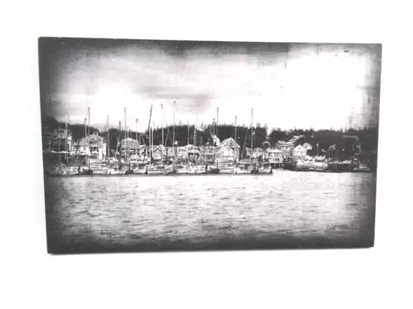 Framed Lighted Canvas Art Print Fishing Boats Signed 10x16 Decor