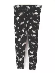 Mixit Women's Small Black Floral Leggings Crisscross Cutout Stretch Pants