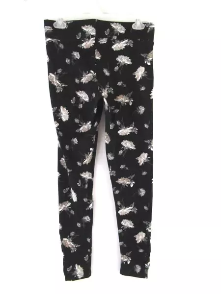 Mixit Women's Small Black Floral Leggings Crisscross Cutout Stretch Pants