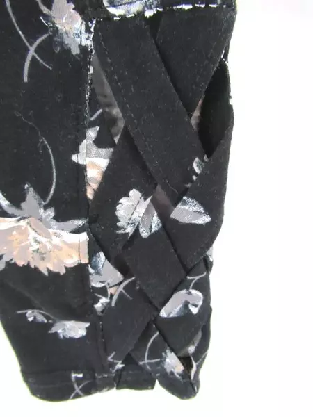 Mixit Women's Small Black Floral Leggings Crisscross Cutout Stretch Pants