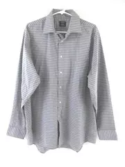 Arrow Men's Regular Fit Aroflex Collar Plaid Shirt Sz 16-16.5 Gray