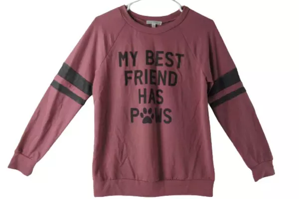 Moa Moa Women's Pink "My Best Friend Has Paws" Graphic Sweatshirt M