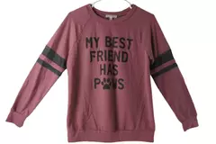 Moa Moa Women's Pink "My Best Friend Has Paws" Graphic Sweatshirt M