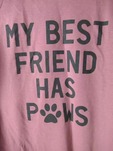 Moa Moa Women's Pink "My Best Friend Has Paws" Graphic Sweatshirt M