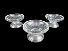 Lot of 3 Vintage Clear Glass Ice Cream Sherbet Dish Bowls Pedestal Panel Design